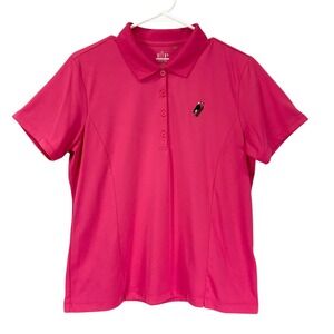EP Pro Tour Tech Pink Woodpecker Polo Shirt Womens Large Short Sleeve Golf Top